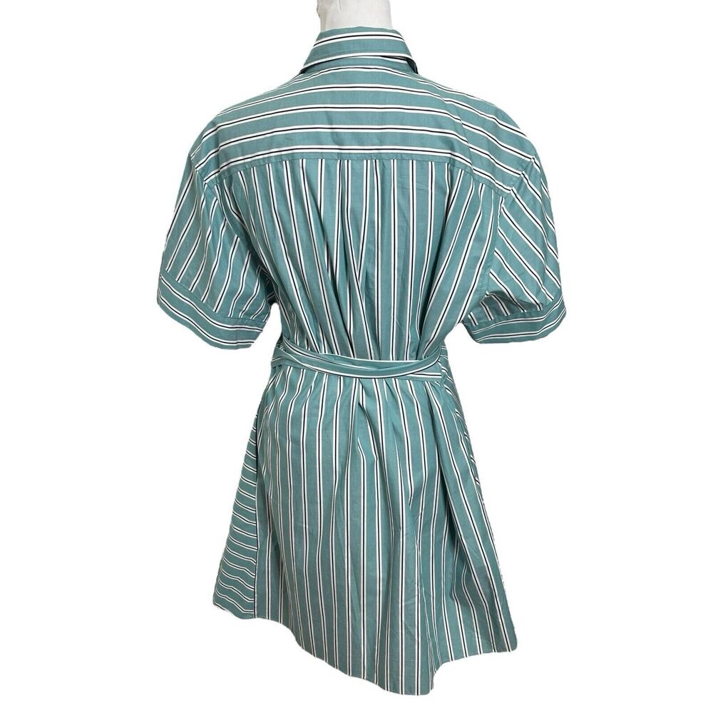 AKNVAS Tammy Shirt Dress Women's Medium Nile Stripe‎ Cotton Belted Ruffle Casual - Picture 6 of 10